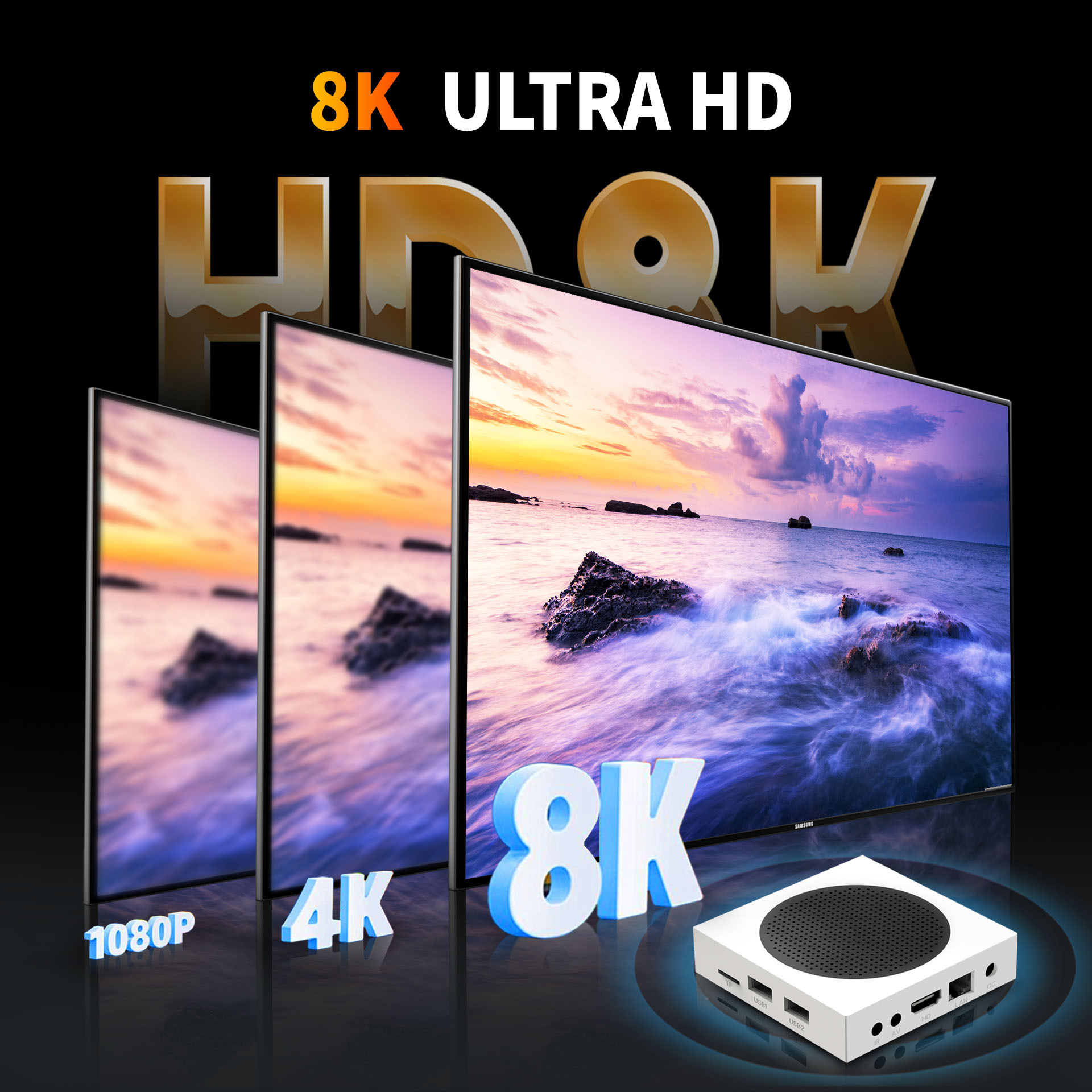 跨境全新爆款C5PRO安卓机顶盒全志H618无缓冲64GBWiFi6奈飞正版8k详情9