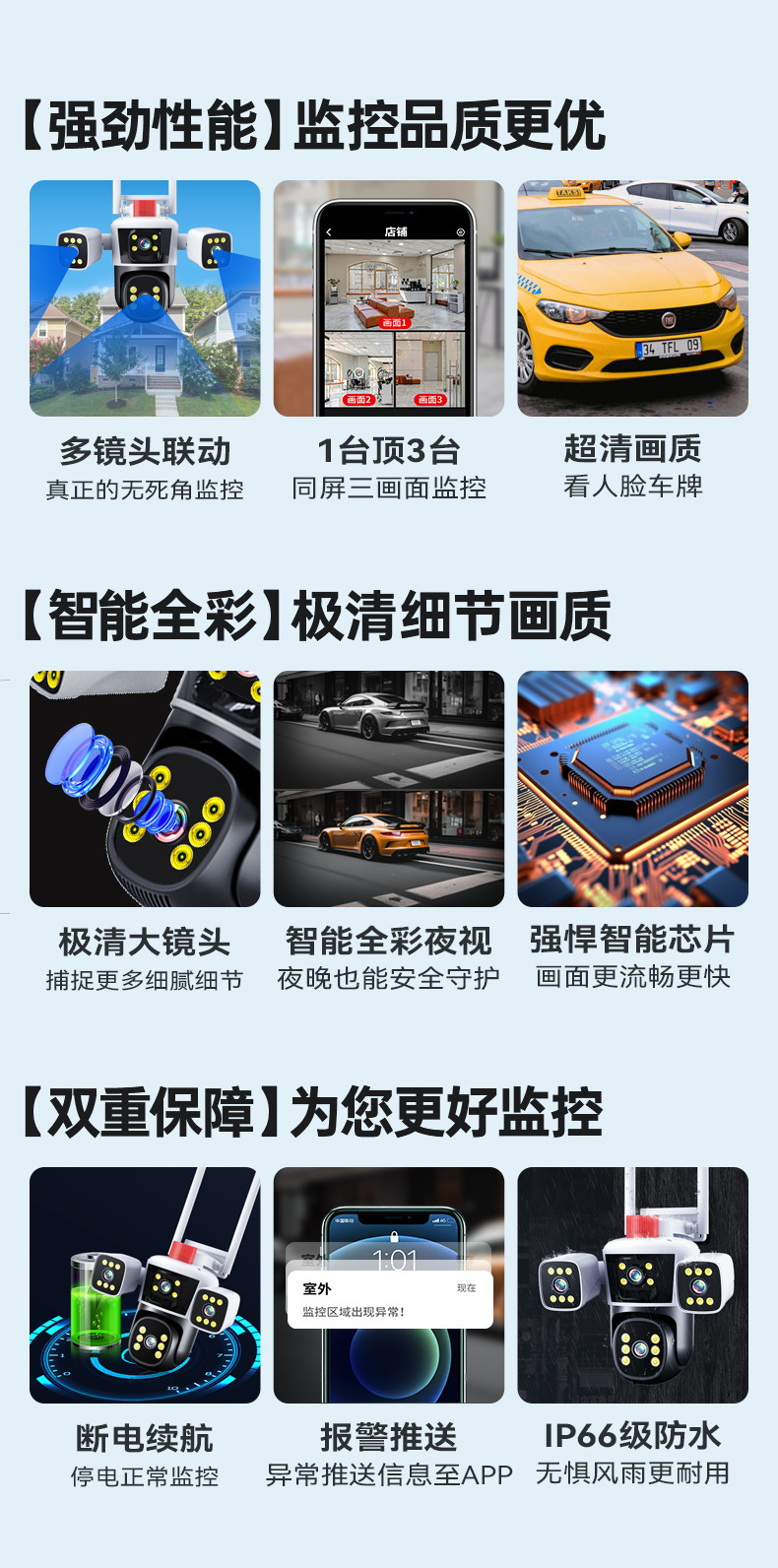 无线监控器360可夜视可连手机高清监控摄像头家用网络摄像机360度详情2