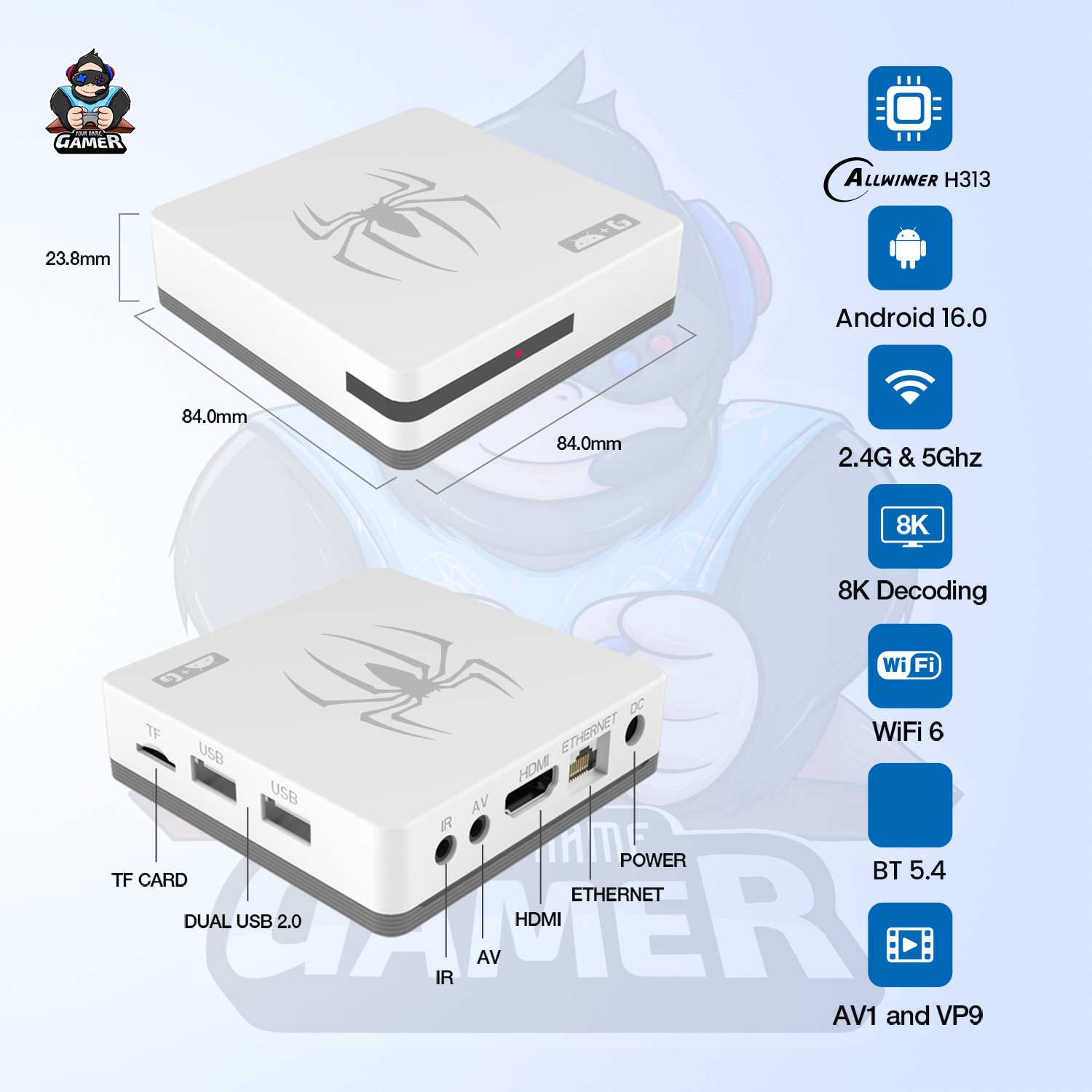 跨境爆款G7双系统电视盒游戏机顶盒2.4g双手柄4k高清网络播放器详情1