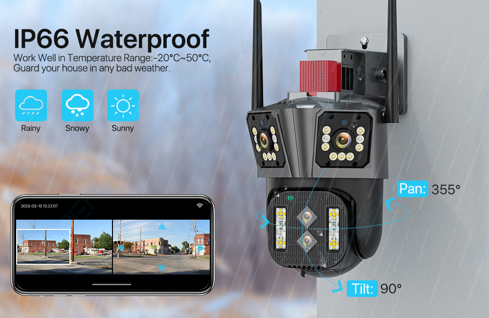 360度全景监控器无线WIFI四目摄像头手机远程室外高清监控摄像机详情16