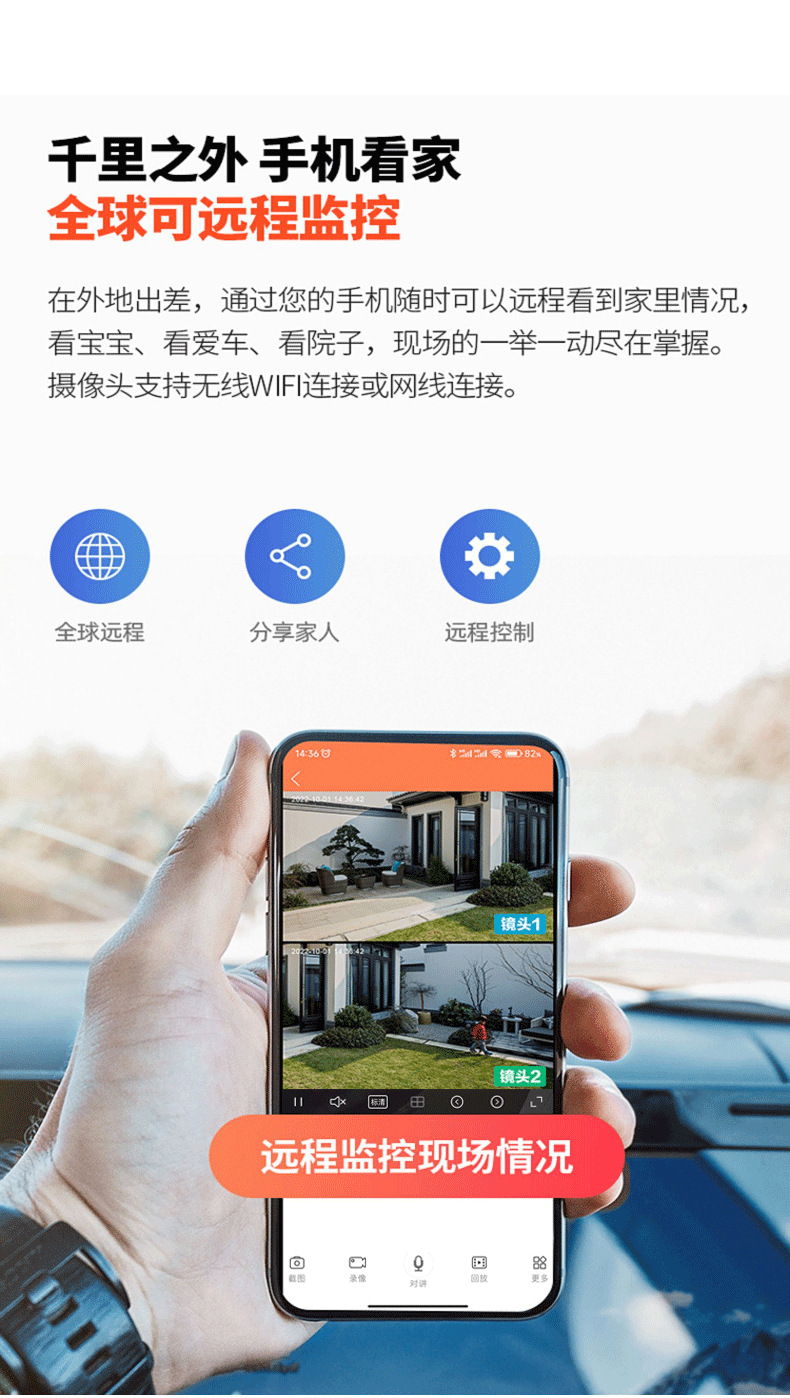 V380双画面室外防水600万家用监控器无线WiFi远程4G监控摄像机详情6