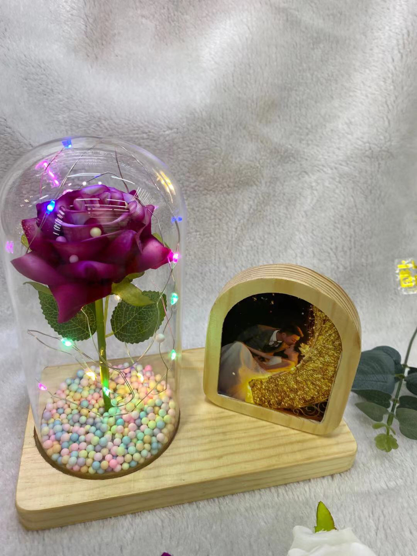 1朵玫瑰花绒布花相框家居装饰相框摆件工艺品详情8
