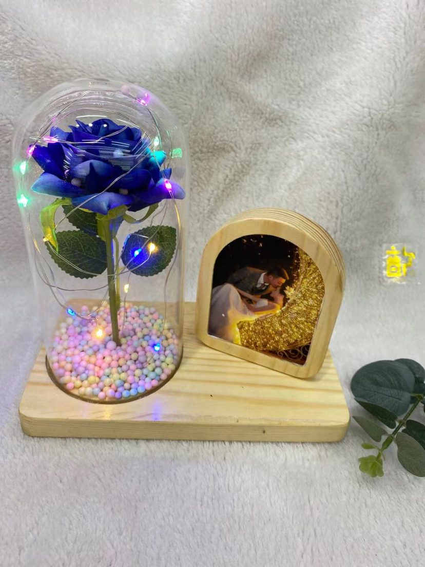 1朵玫瑰花绒布花相框家居装饰相框摆件工艺品详情5
