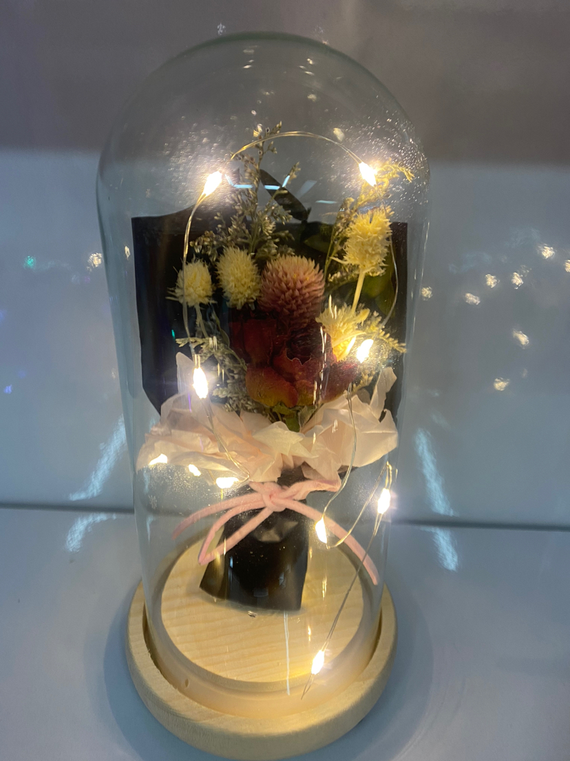 带灯玻璃罩干花花束，母亲节礼物、情人节礼物，各种场合礼物赠送详情2