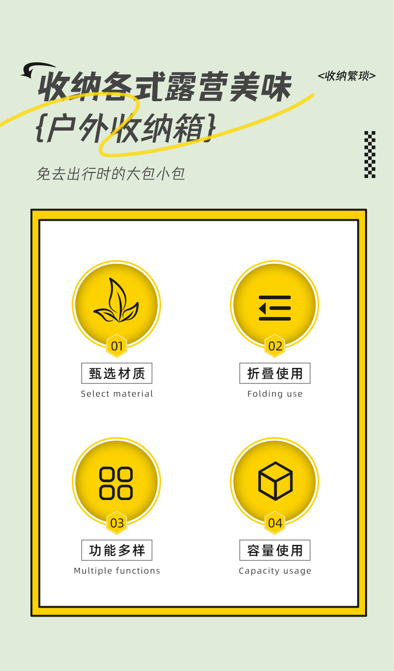 户外露营收纳箱折叠箱野营野餐整理储物箱汽车车载后备箱露营箱子详情10