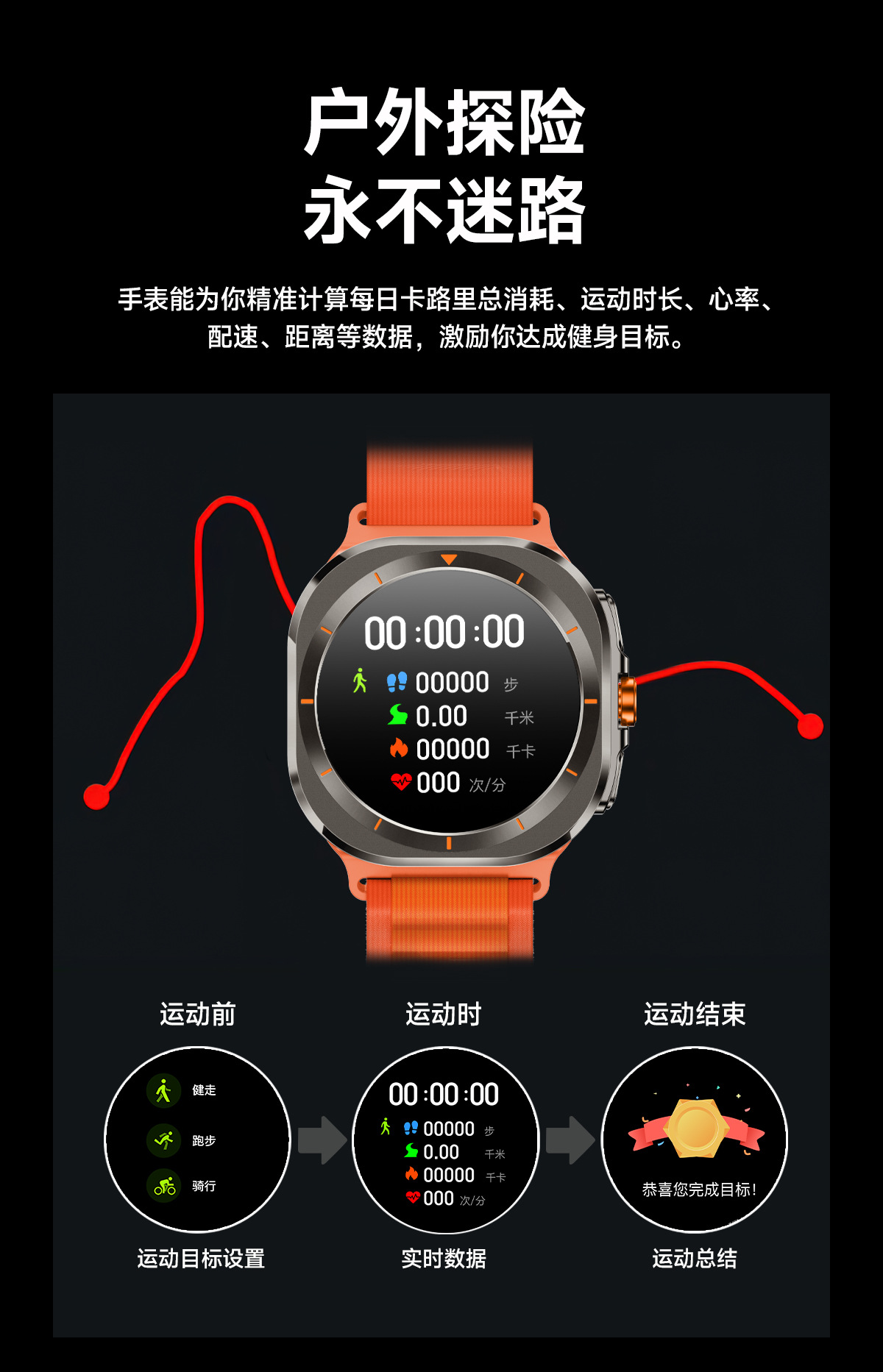 华强北Z7 Ultra智能手表语音助手天气音乐血压 W7运动智能手表详情9