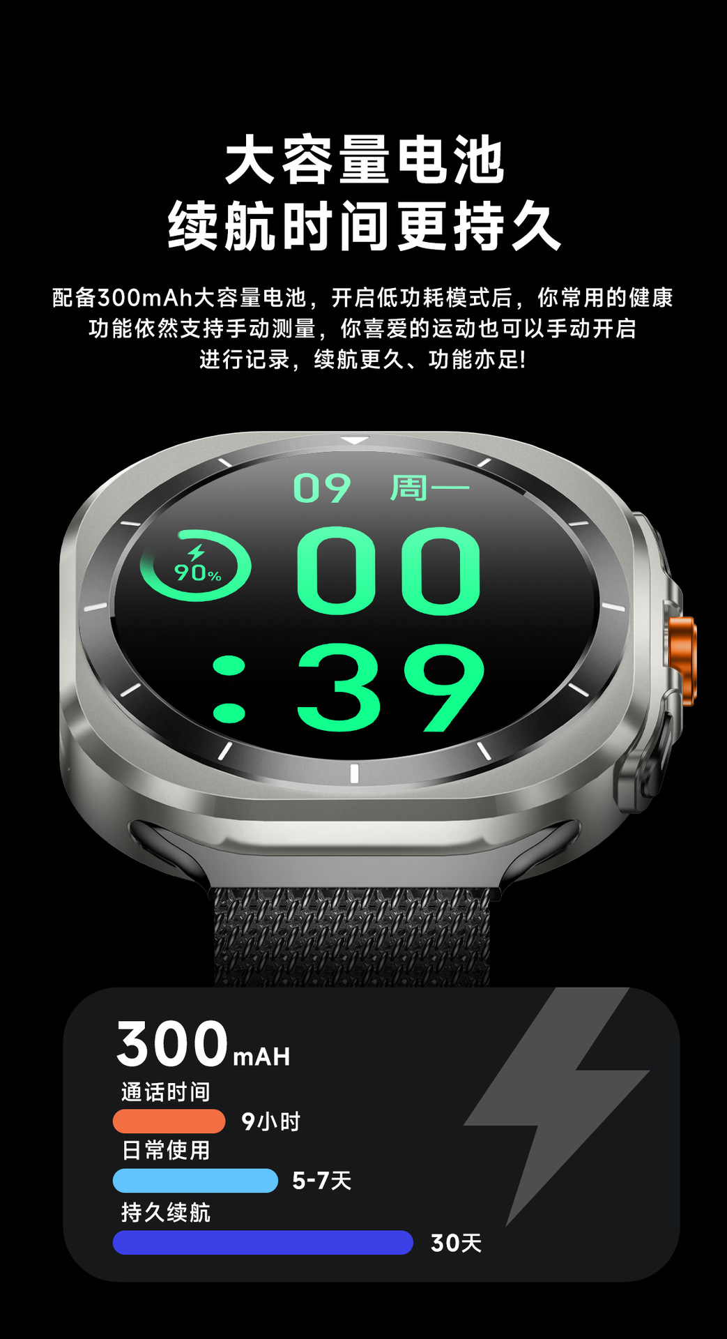 华强北Z7 Ultra智能手表语音助手天气音乐血压 W7运动智能手表详情6