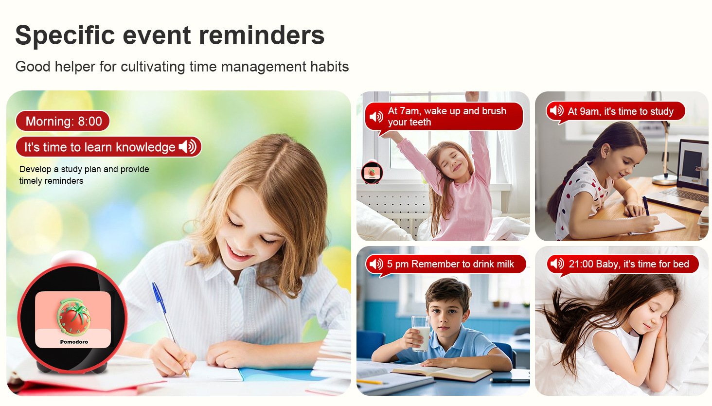 AI智能闹钟卡通艺术创意智能闹钟新款儿童个性闹钟可语音闹钟跨境智能闹钟详情7