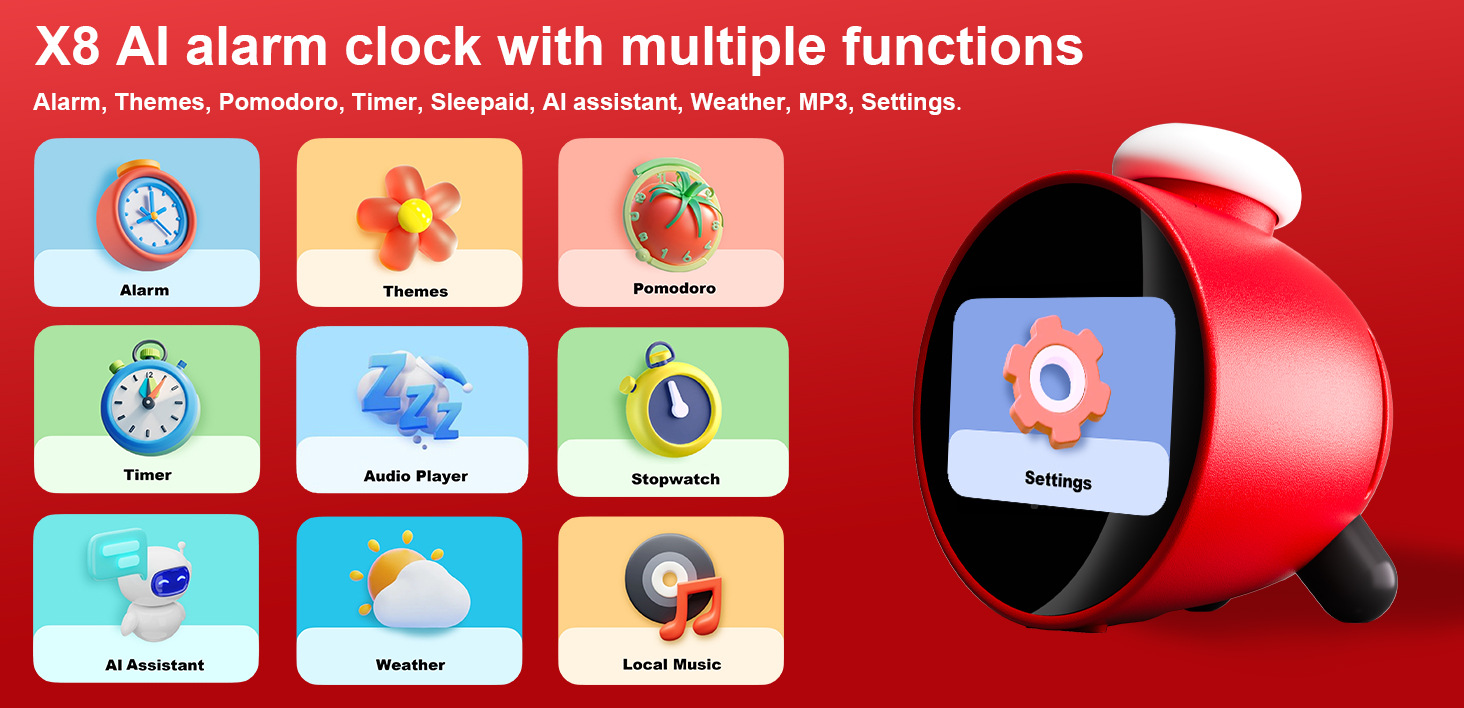 AI智能闹钟卡通艺术创意智能闹钟新款儿童个性闹钟可语音闹钟跨境智能闹钟详情4