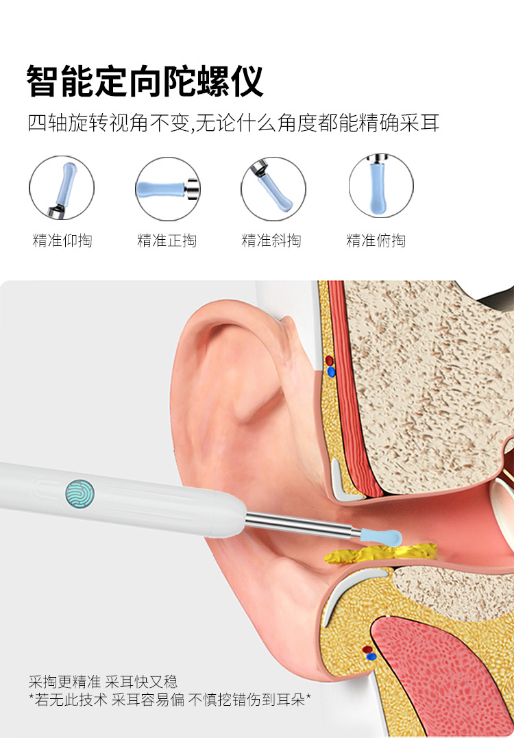 AI visual ear pick, high-definition with light, connected to mobile phone WIFI, one-click direct connection, smart visual ear pick, ear cleaner set, smart camera ear picker pic 11