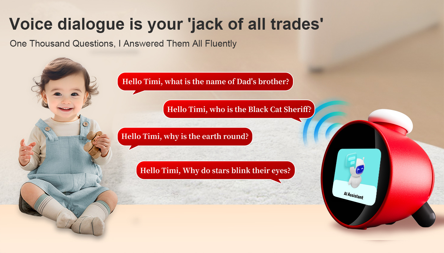 AI智能闹钟卡通艺术创意智能闹钟新款儿童个性闹钟可语音闹钟跨境智能闹钟详情6