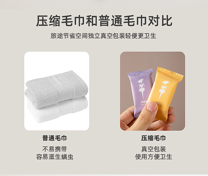 一次性压缩毛巾旅行装批发便携式压缩洗脸巾加厚糖果装小方巾详情5