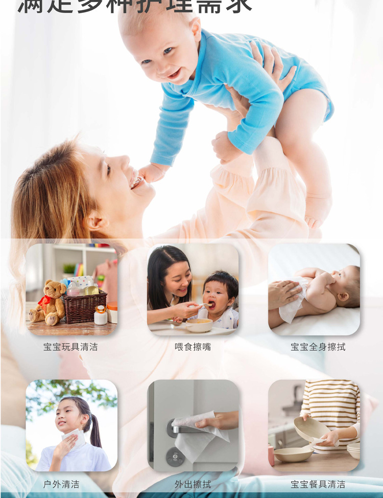 呦可哩哩100片大包加厚婴儿手口湿巾珍珠纹加大宝宝专用湿纸巾详情5