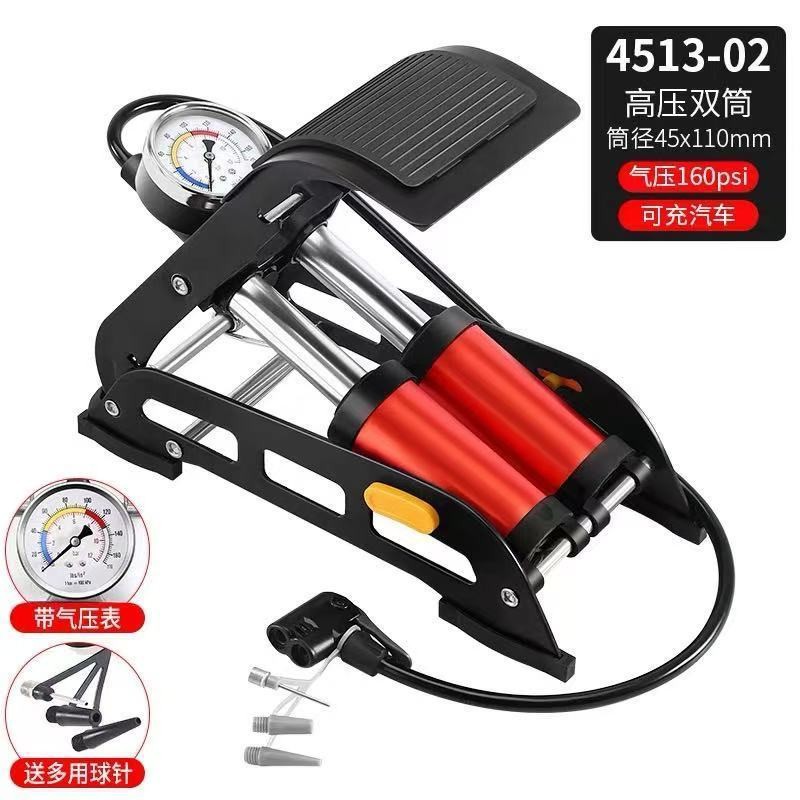 脚踩高压打气筒双缸卧式高压充气汽车电动车自行车脚踏省力充气泵详情1