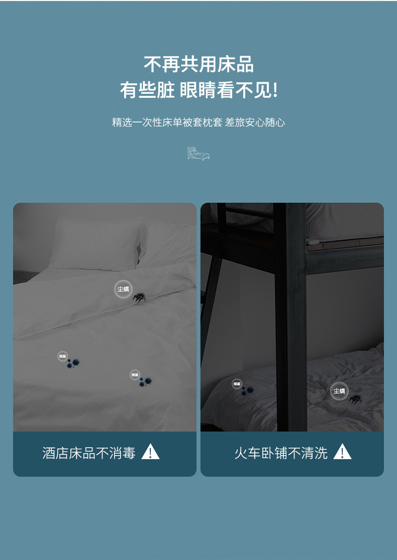 旅行一次性床单套装四件套被罩枕套旅游双人酒店床上用品三件套详情3