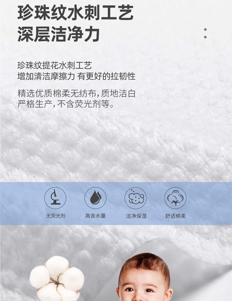 呦可哩哩100片大包加厚婴儿手口湿巾珍珠纹加大宝宝专用湿纸巾详情2