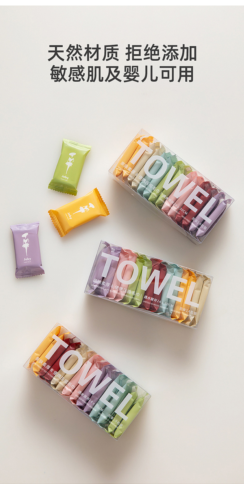 压缩毛巾旅行装一次性压缩洗脸巾便携加厚糖果装洁面巾压缩小方巾详情9