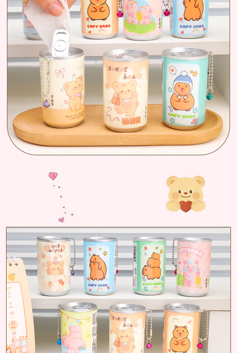 mini 饮料罐装湿巾30抽旅行便携迷你一次性湿纸巾桶装清洁湿巾详情11