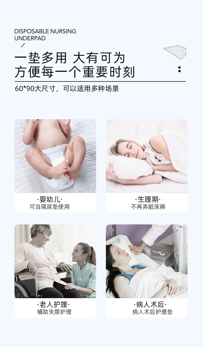 出口成人护理垫60*90大号老年男女尿不湿老人尿布产妇床垫10片装详情10