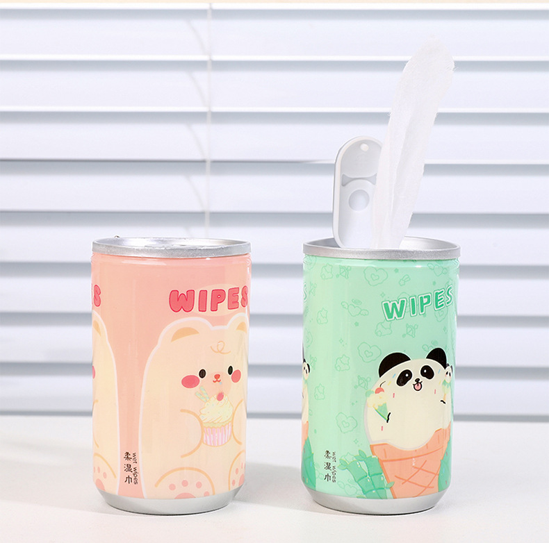 mini 饮料罐装湿巾30抽旅行便携迷你一次性湿纸巾桶装清洁湿巾详情16