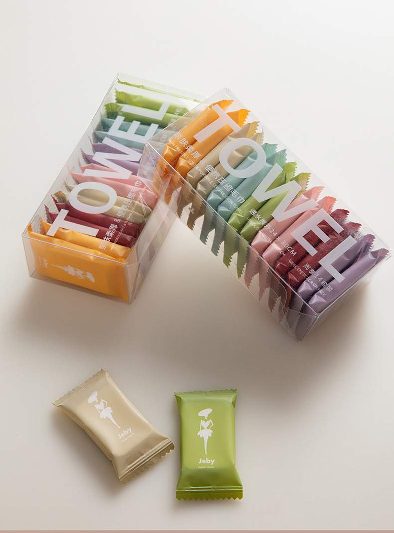 压缩毛巾旅行装一次性压缩洗脸巾便携加厚糖果装洁面巾压缩小方巾详情6