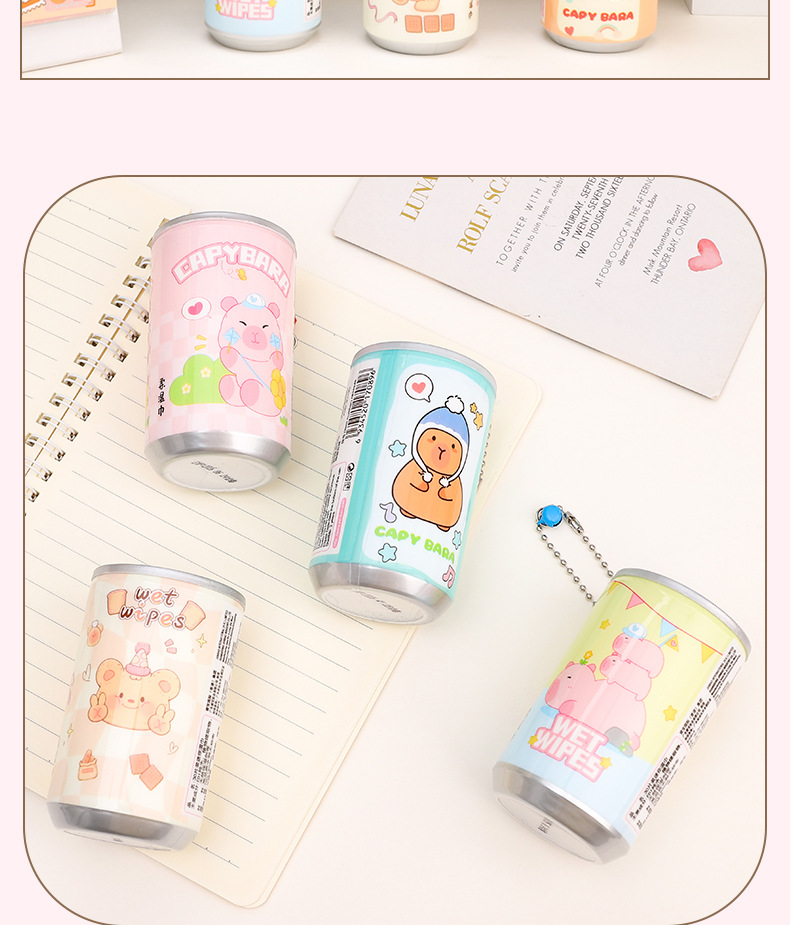 mini 饮料罐装湿巾30抽旅行便携迷你一次性湿纸巾桶装清洁湿巾详情12