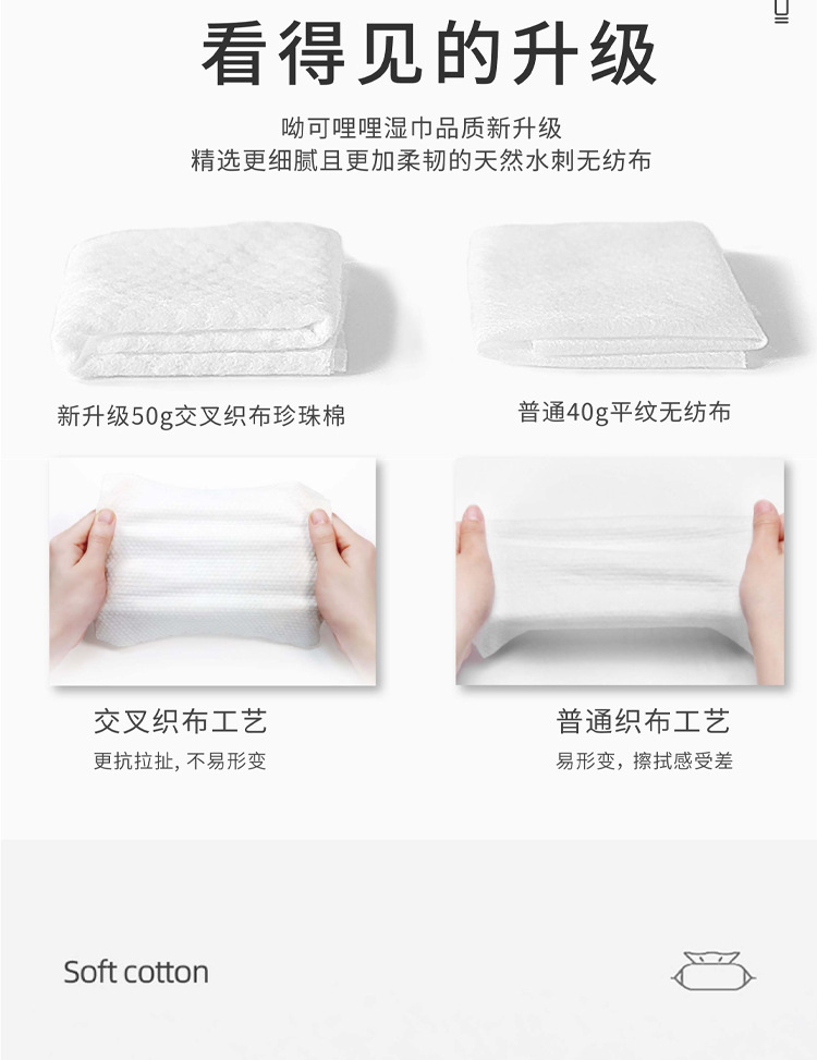 呦可哩哩100片大包加厚婴儿手口湿巾珍珠纹加大宝宝专用湿纸巾详情1