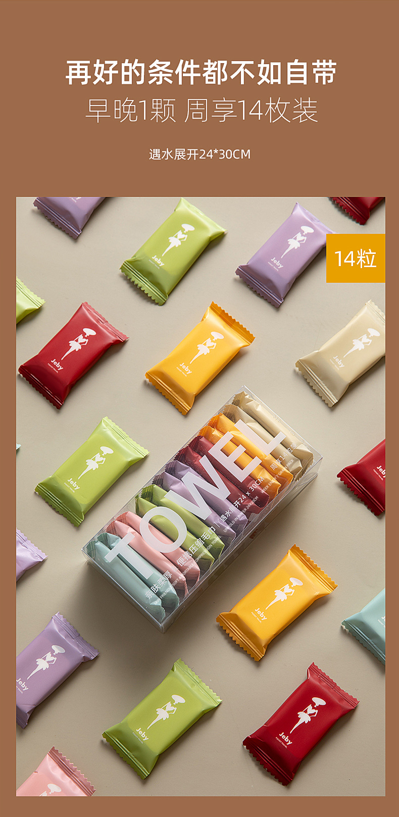 压缩毛巾旅行装一次性压缩洗脸巾便携加厚糖果装洁面巾压缩小方巾详情2