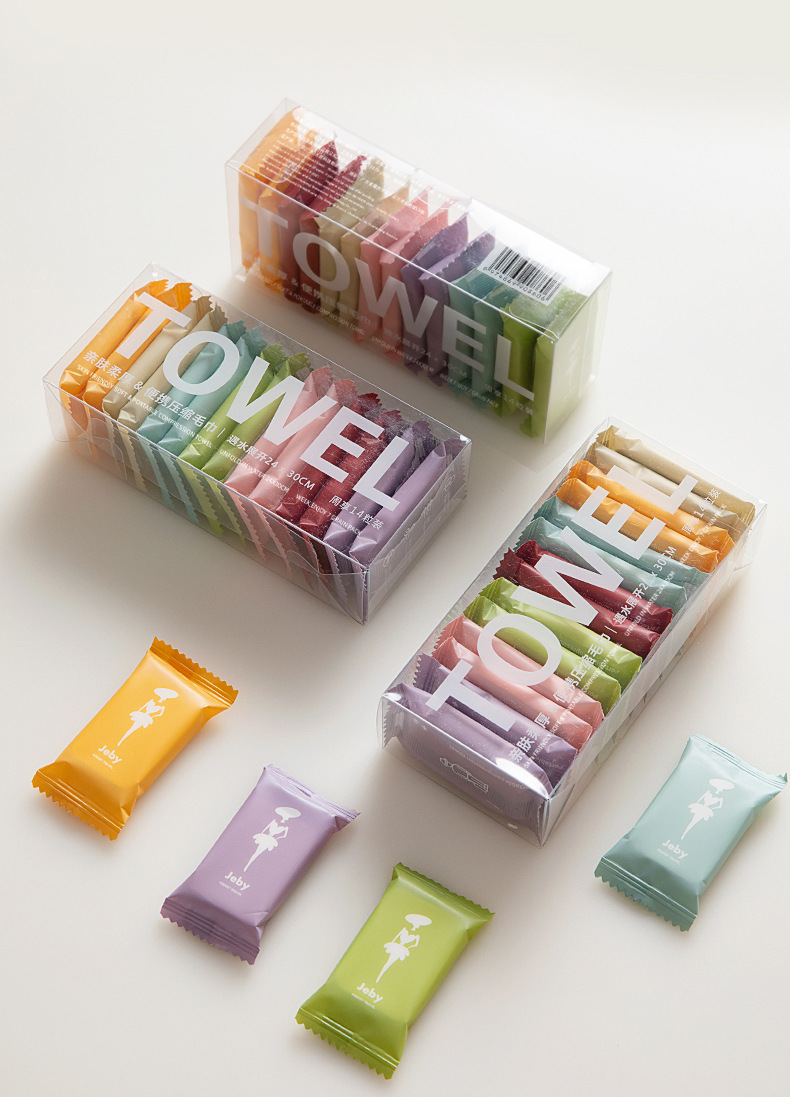 压缩毛巾旅行装一次性压缩洗脸巾便携加厚糖果装洁面巾压缩小方巾详情4