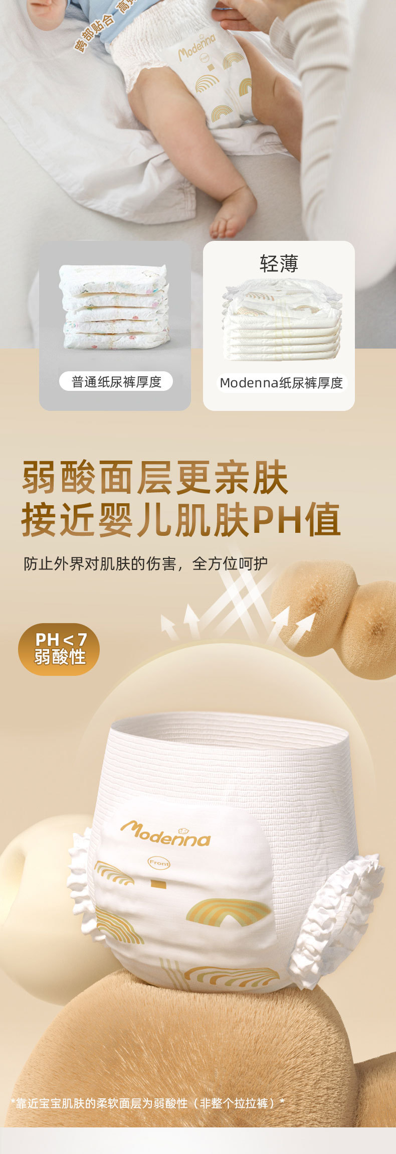 modenna三片式婴儿拉拉裤秋冬散热轻薄透气纸尿裤M-XXXL尿不湿详情10