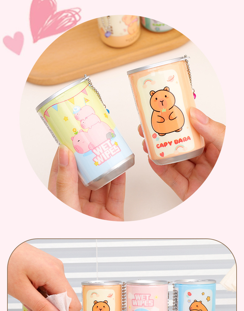 mini 饮料罐装湿巾30抽旅行便携迷你一次性湿纸巾桶装清洁湿巾详情10