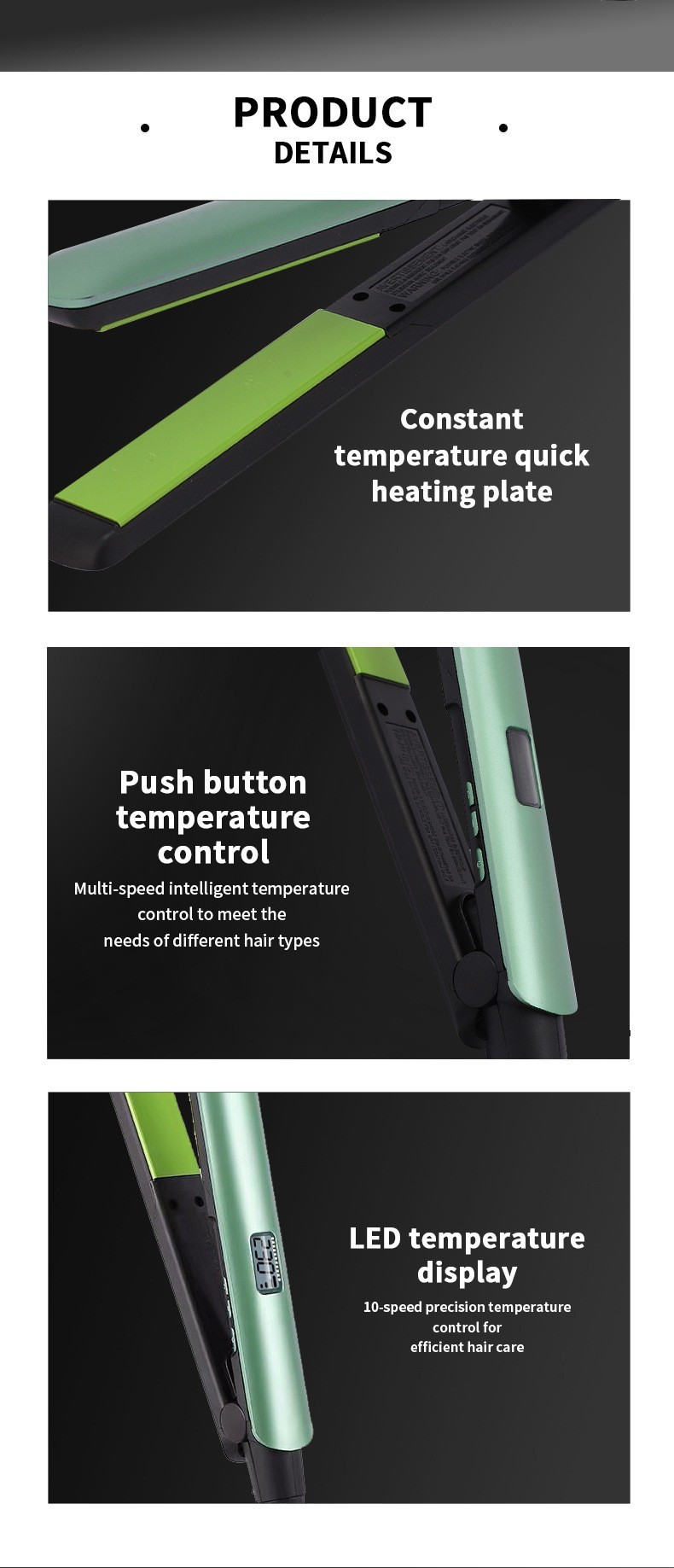 跨境液晶显示屏直发夹板调温多功能卷发棒直卷两用护发直发电夹板详情7