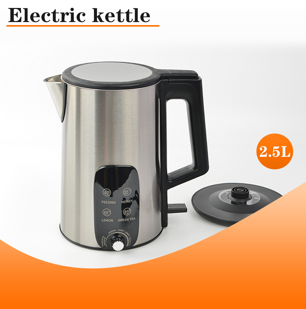 2.5L智能旋钮调温保温数显电热水壶恒温家用烧水壶304一体无缝内详情1
