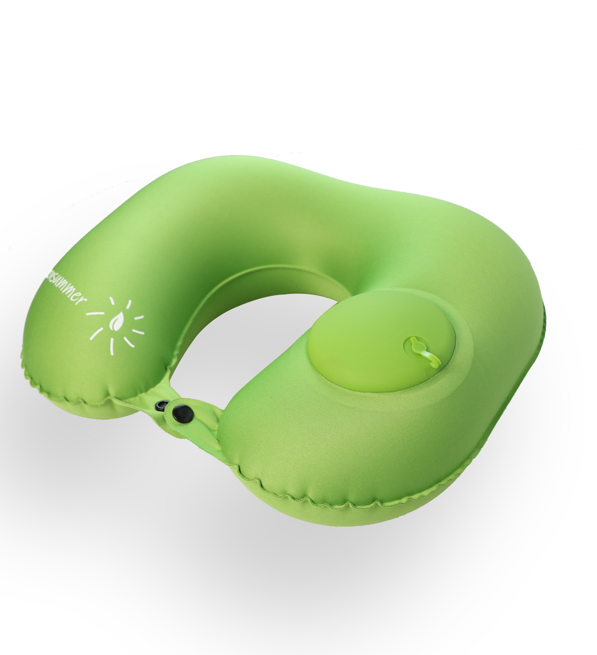 工厂按压充气u型枕 户外充气枕头颈枕旅行枕护午睡枕升级面料弹力布复合TPU午睡枕学生夏季萌系抱枕详情7