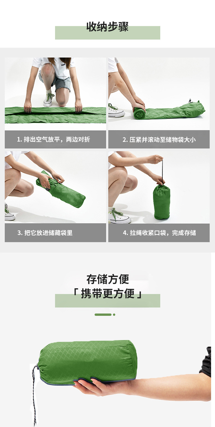 Factory direct supply of diamond-shaped inflatable pads with pillows, foot pedal pumps, inflatable sleeping pads, inflatable mattresses, outdoor leisure camping moisture-proof pads pic 4