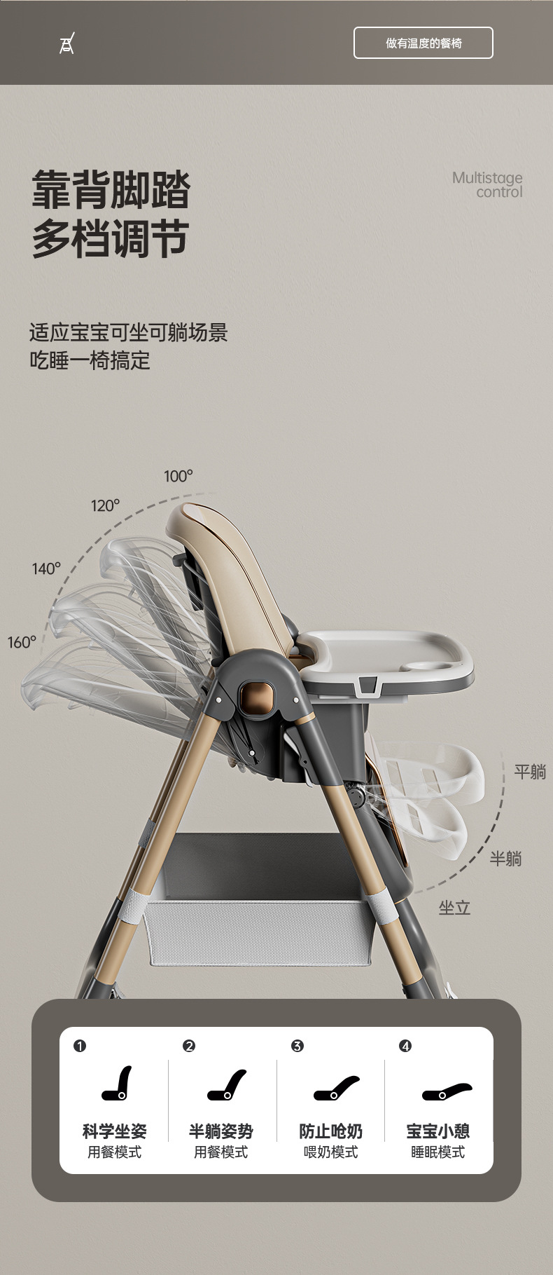 跨境批发宝宝餐椅儿童多功能可折叠吃饭椅婴儿餐桌实木加大置物袋详情4