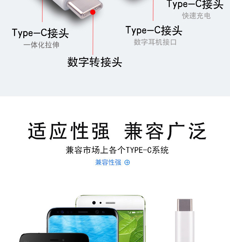 type-c转接头 手机转接头二合一耳机转接头 直播一号转接器连接线详情6