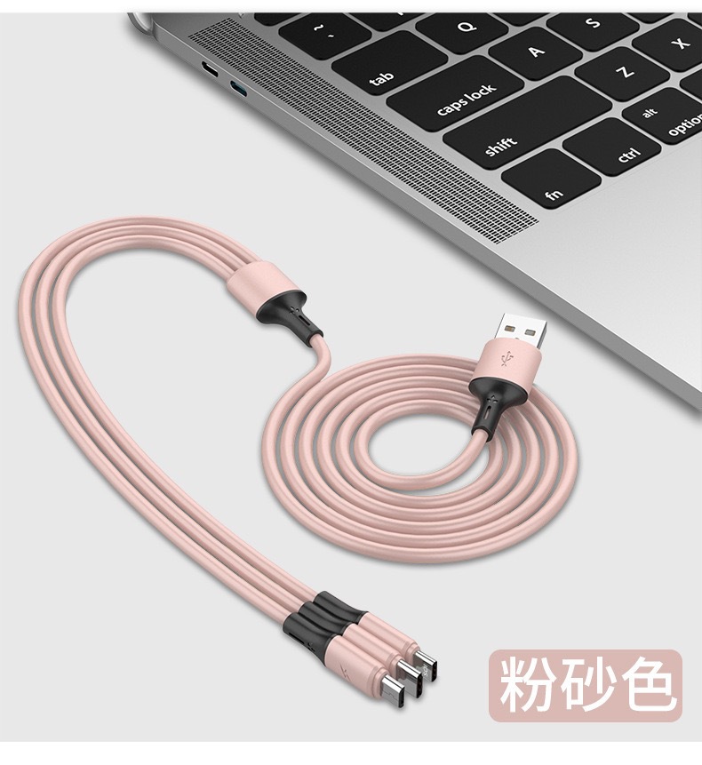 批发马卡龙液态一拖三数据线usb快充线 适用type-c安卓苹果充电线详情21