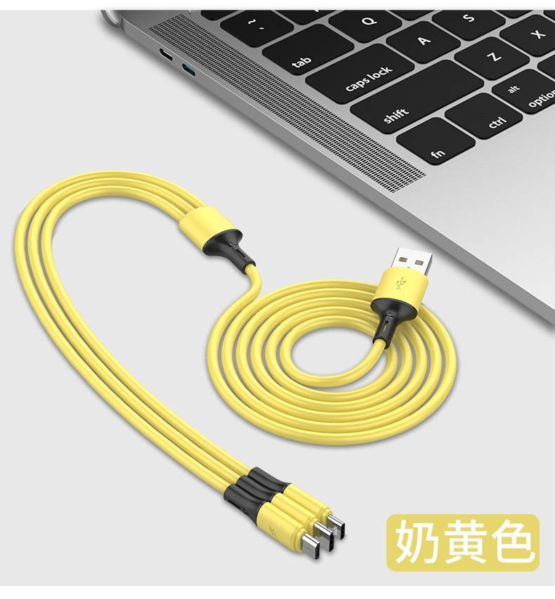 批发马卡龙液态一拖三数据线usb快充线 适用type-c安卓苹果充电线详情24