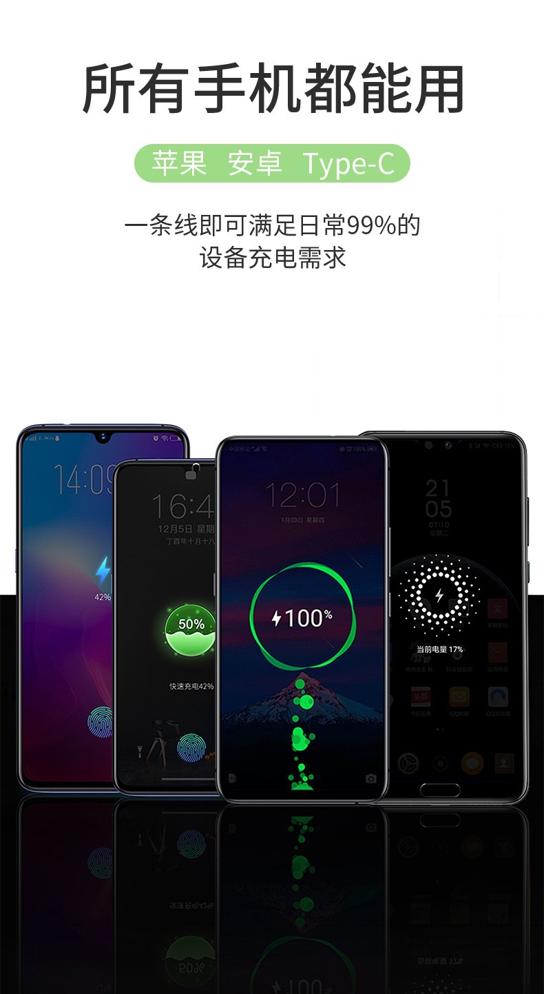 批发马卡龙液态一拖三数据线usb快充线 适用type-c安卓苹果充电线详情15