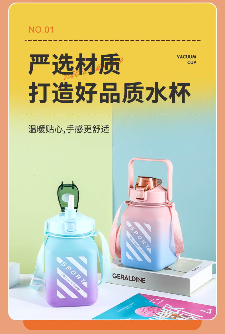 方糖大肚杯水杯夏季女大容量塑料高颜值吸管杯水壶耐高温运动杯子详情3