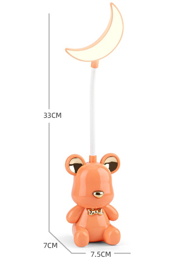 New cute bear Moon LED charging desk lamp, mini electroplated bear USB charging night light with pencil sharpener pic 23