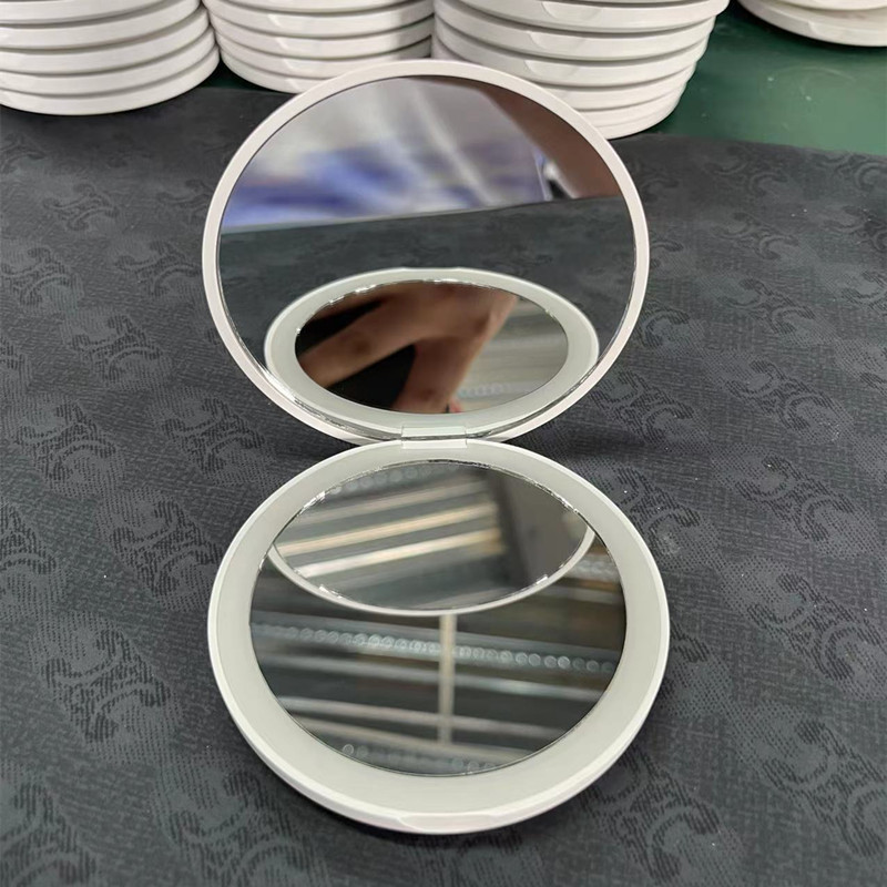Mini LED light-emitting makeup mirror, round portable folding small mirror with light, beauty mirror with logo printing pic 14