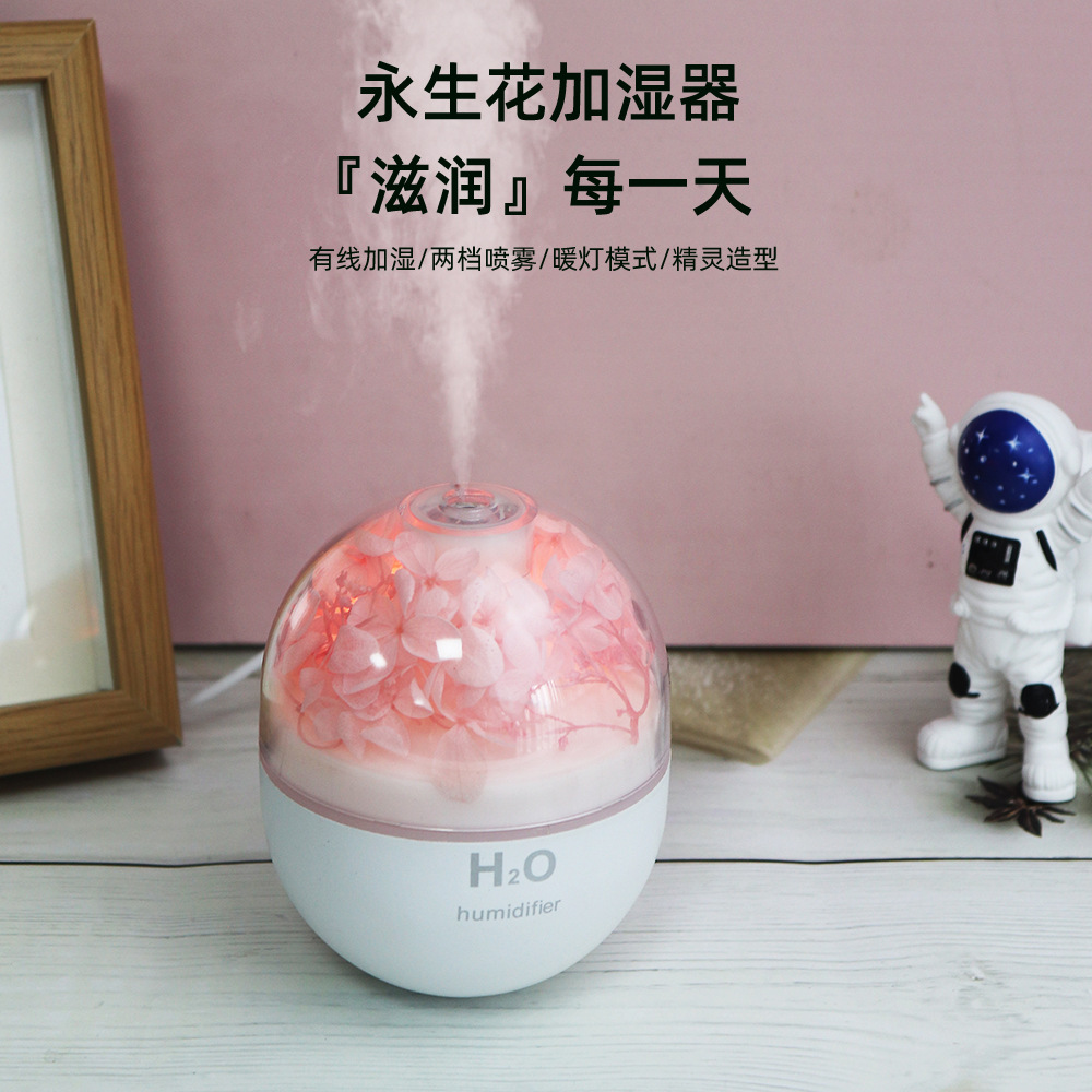 The new Everlasting Flower humidifier is a portable car and home USB water replenishment atomization soft sound night light creative humidifier pic 7