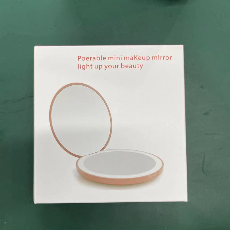 Mini LED light-emitting makeup mirror, round portable folding small mirror with light, beauty mirror with logo printing pic 18
