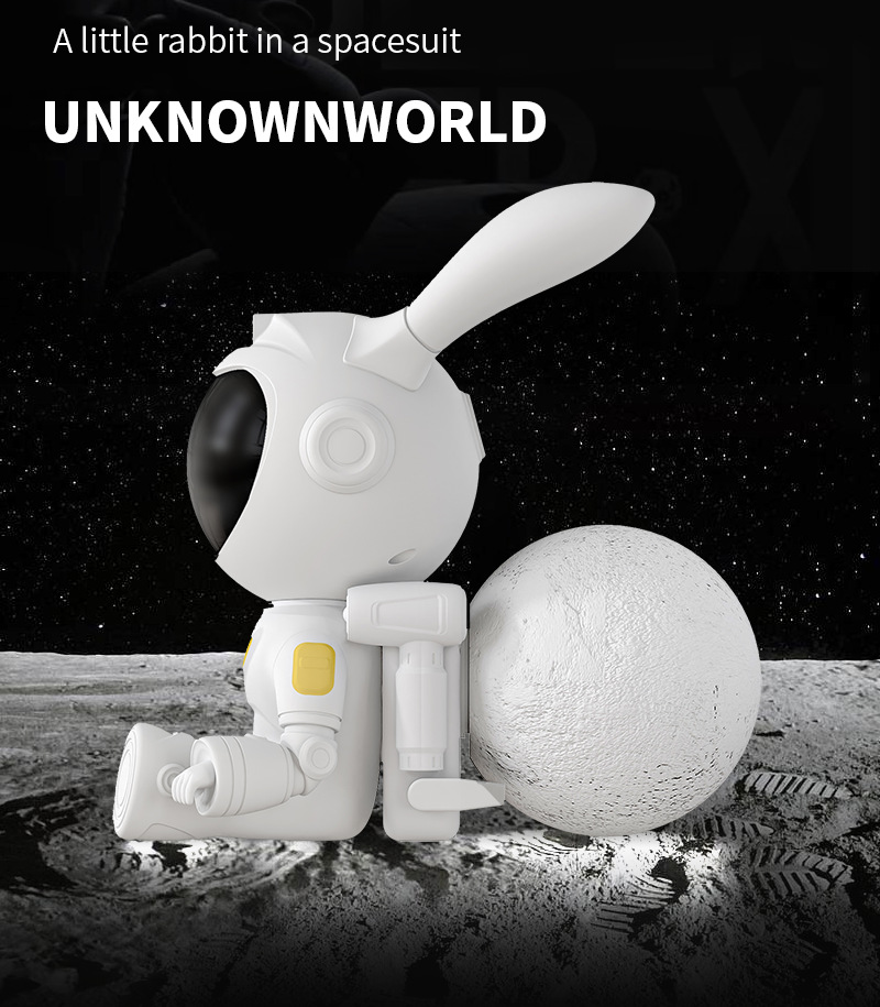 新品跨境月球太空兔星空投影灯卧室房间小夜灯床头摆件激光满天星详情4