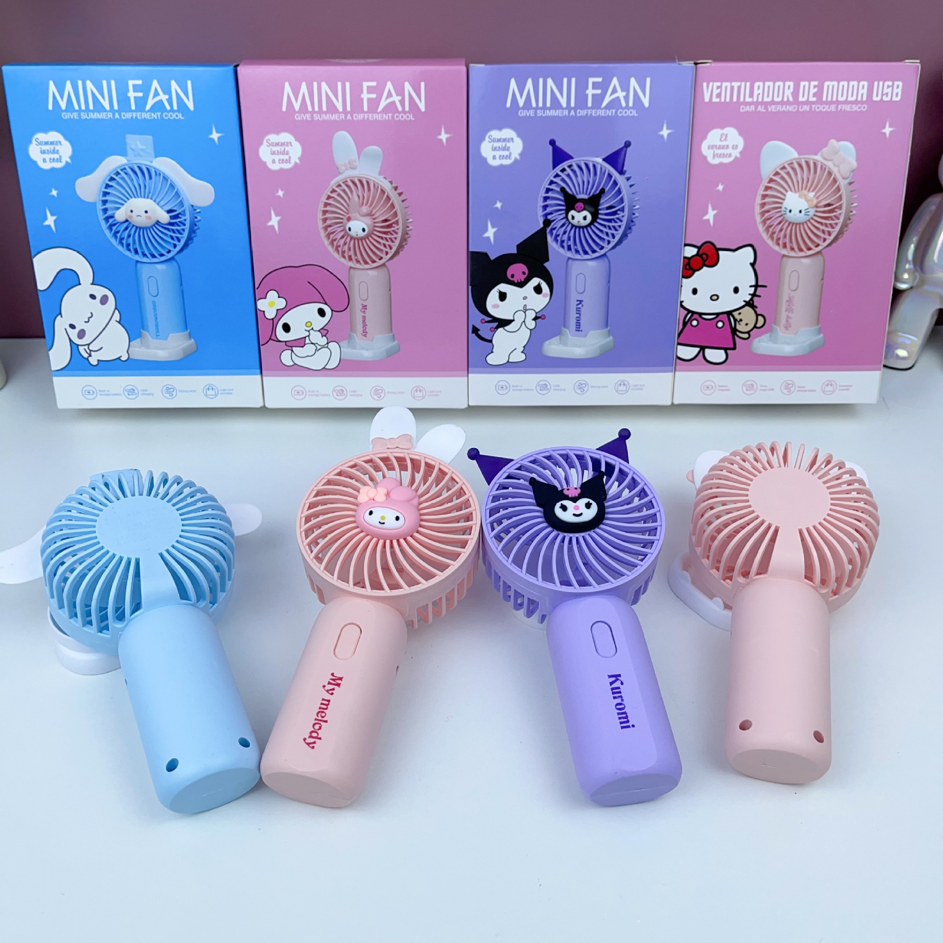 外贸卡通三丽鸥便携迷你小风扇 库洛米USB手持风扇儿童学生桌面扇详情2