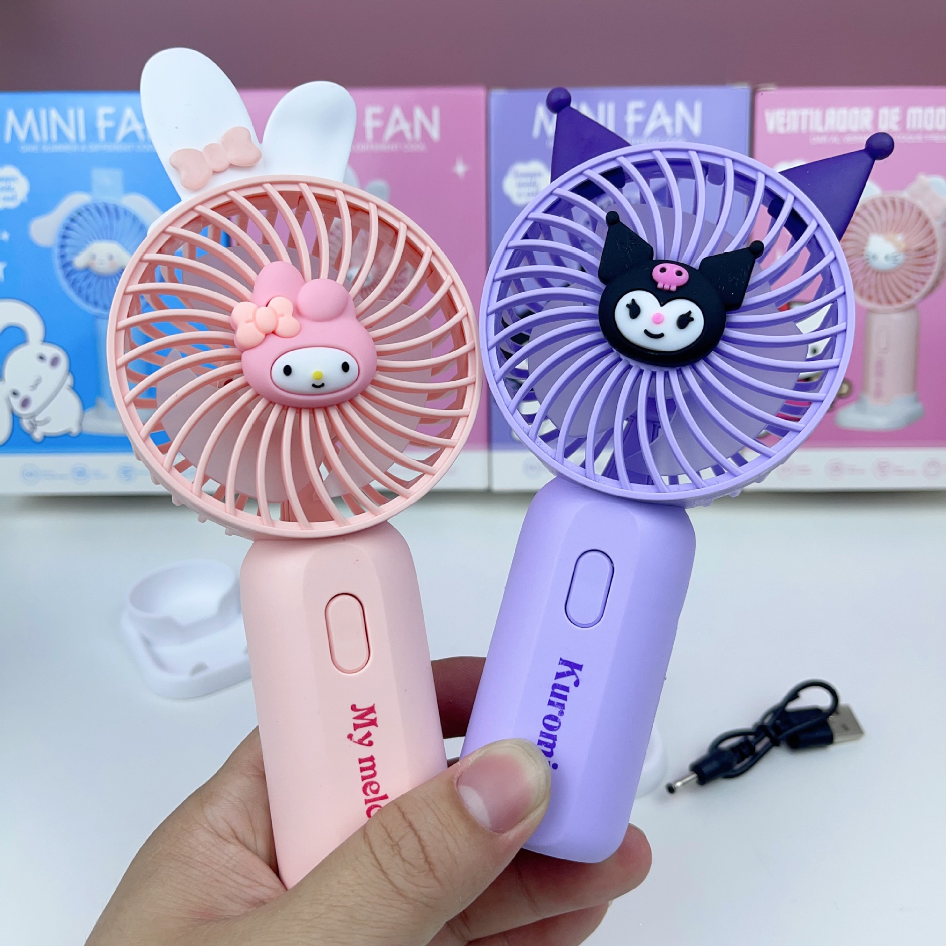 外贸卡通三丽鸥便携迷你小风扇 库洛米USB手持风扇儿童学生桌面扇详情4