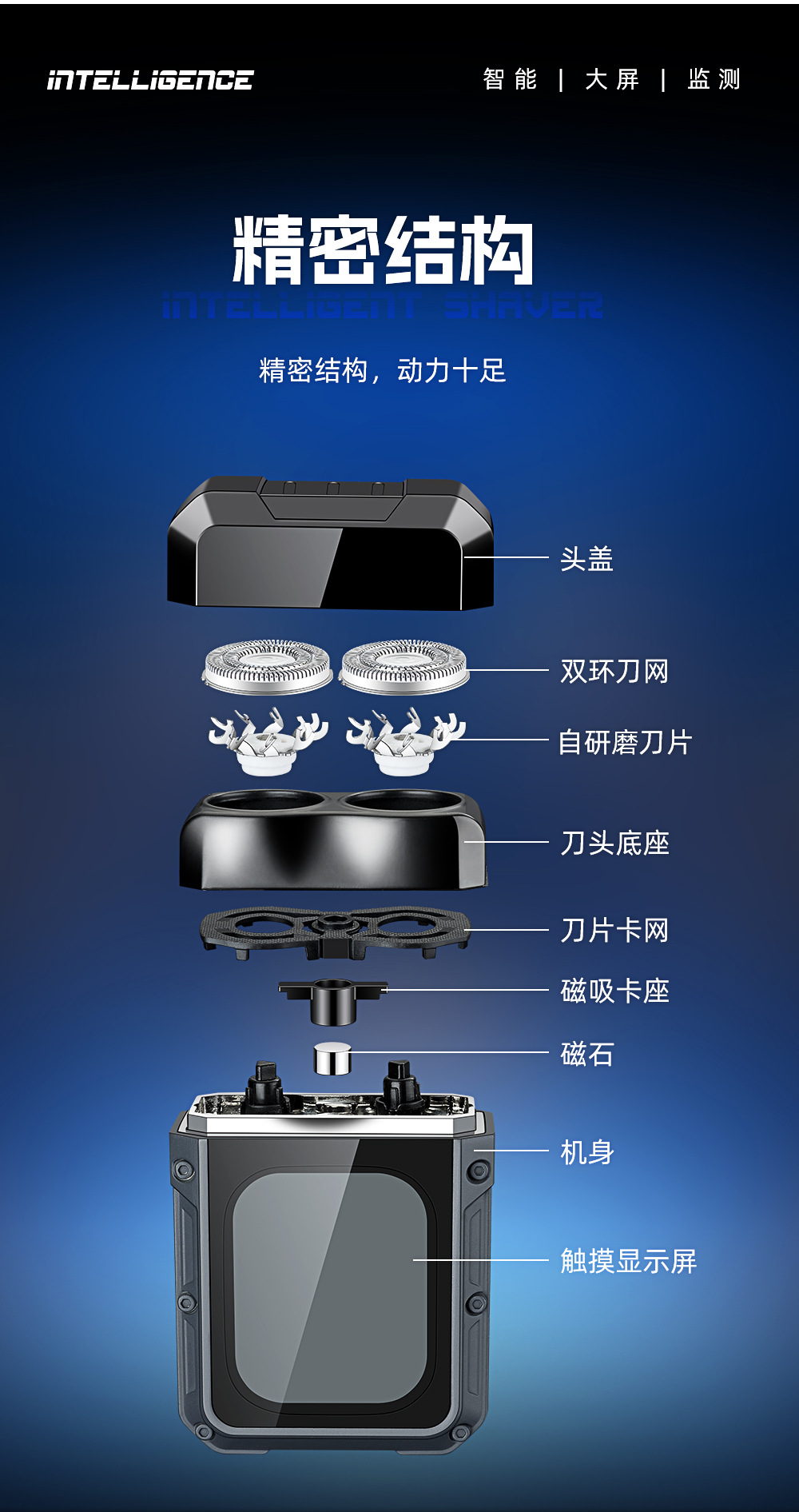 新款电动多功能男士科技剃须刀智能手环充电便携胡须刀工厂批发详情19