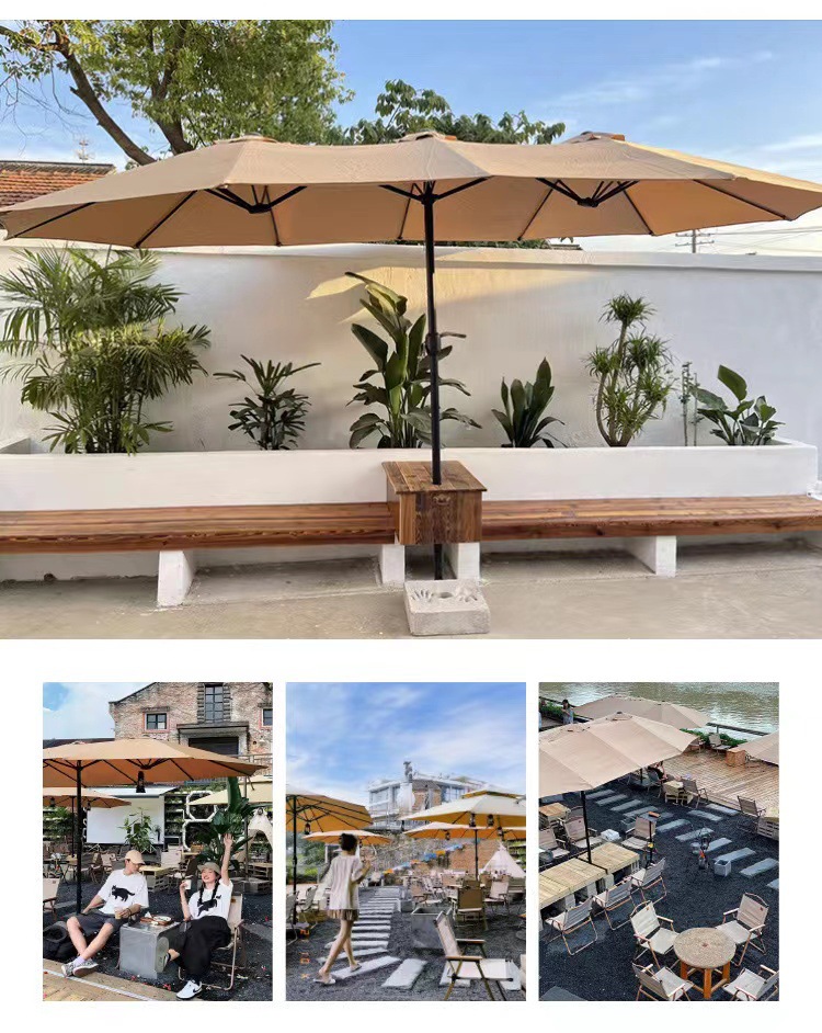 户外遮阳伞露台别墅花园中柱伞咖啡厅奶茶店商用遮阳伞摆摊遮阳伞详情11